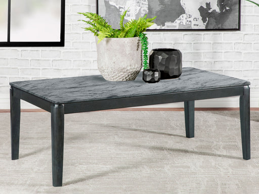 Mozzi Rectangular Coffee Table Faux Grey Marble and Black - Theo's Factory Direct Mattress & Furniture (Columbus, OH)