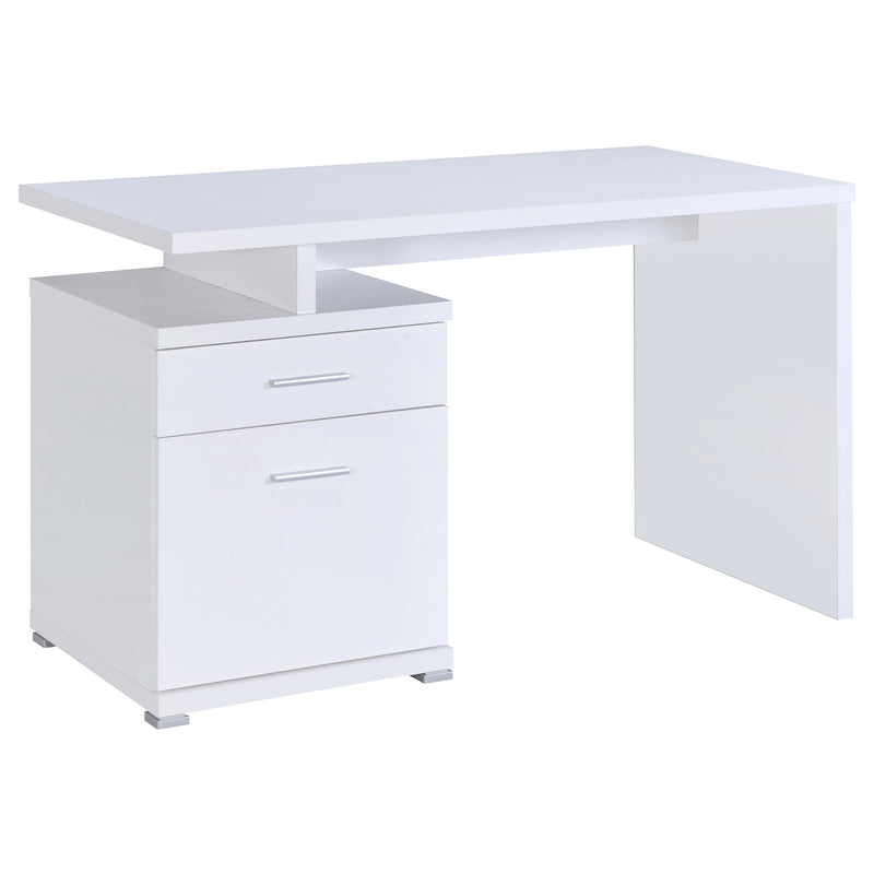 Irving 2-drawer Office Desk with Cabinet White - Theo's Factory Direct Mattress & Furniture (Columbus, OH)