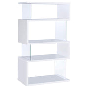 Emelle 4-tier Bookcase White and Clear - Theo's Factory Direct Mattress & Furniture (Columbus, OH)