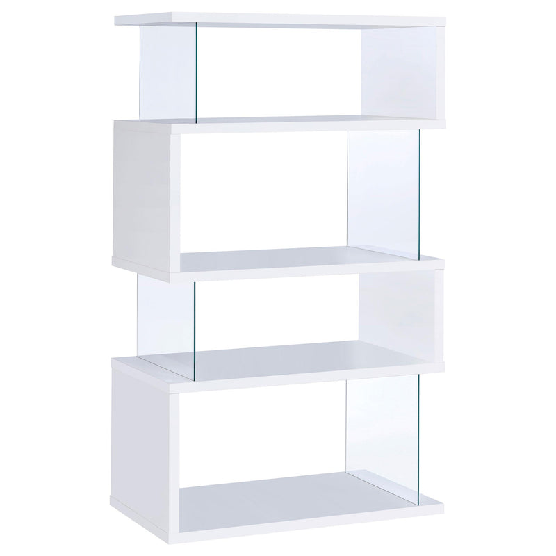 Emelle 4-tier Bookcase White and Clear - Theo's Factory Direct Mattress & Furniture (Columbus, OH)