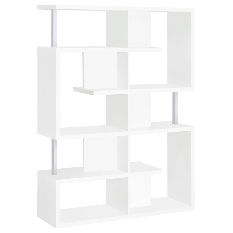 Hoover 5-tier Bookcase White and Chrome - Theo's Factory Direct Mattress & Furniture (Columbus, OH)