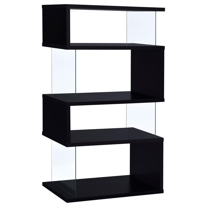 Emelle 4-tier Bookcase Black and Clear - Theo's Factory Direct Mattress & Furniture (Columbus, OH)