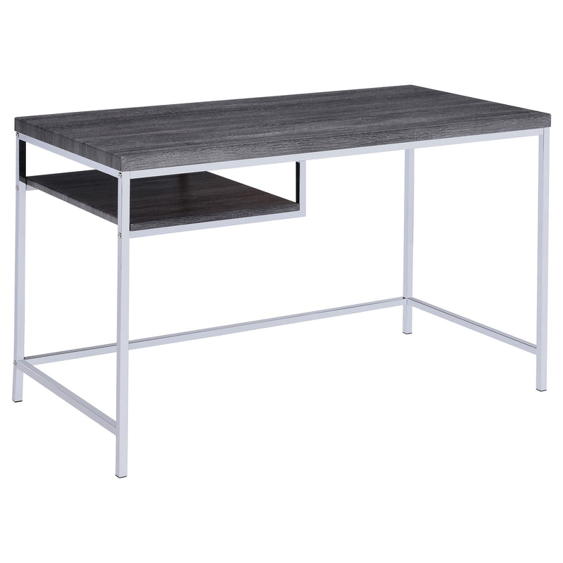 Kravitz Rectangular Writing Desk Weathered Grey and Chrome - Theo's Factory Direct Mattress & Furniture (Columbus, OH)