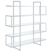Elmer 5-shelf Bookcase Chrome and Clear - Theo's Factory Direct Mattress & Furniture (Columbus, OH)