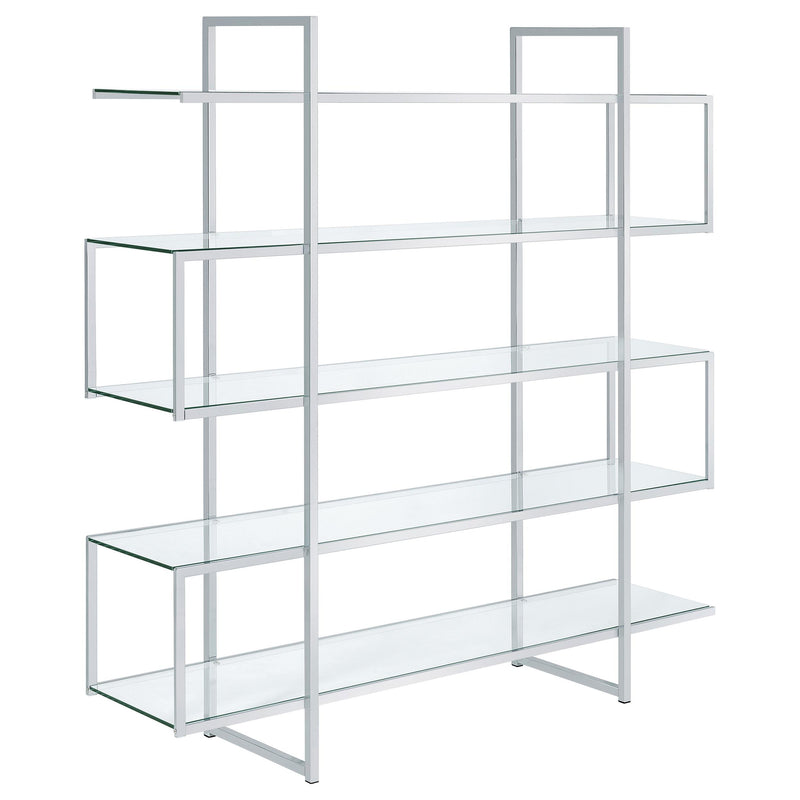 Elmer 5-shelf Bookcase Chrome and Clear - Theo's Factory Direct Mattress & Furniture (Columbus, OH)