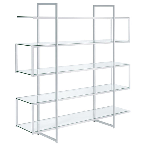 Elmer 5-shelf Bookcase Chrome and Clear - Theo's Factory Direct Mattress & Furniture (Columbus, OH)