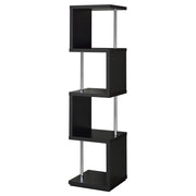 Baxter 4-shelf Bookcase Black and Chrome - Theo's Factory Direct Mattress & Furniture (Columbus, OH)