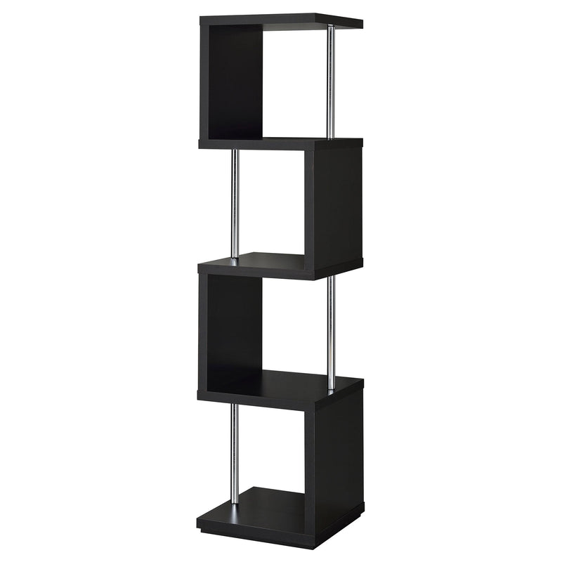 Baxter 4-shelf Bookcase Black and Chrome - Theo's Factory Direct Mattress & Furniture (Columbus, OH)