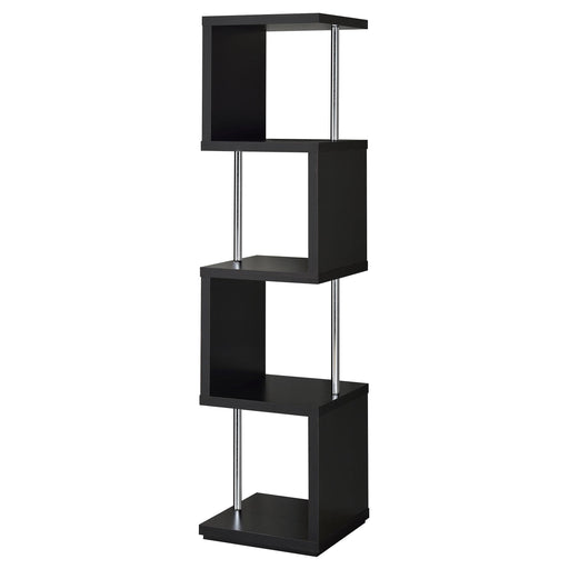 Baxter 4-shelf Bookcase Black and Chrome - Theo's Factory Direct Mattress & Furniture (Columbus, OH)