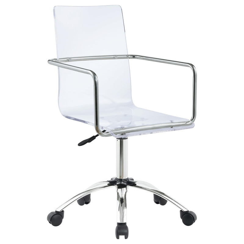 Amaturo Office Chair with Casters Clear and Chrome - Theo's Factory Direct Mattress & Furniture (Columbus, OH)