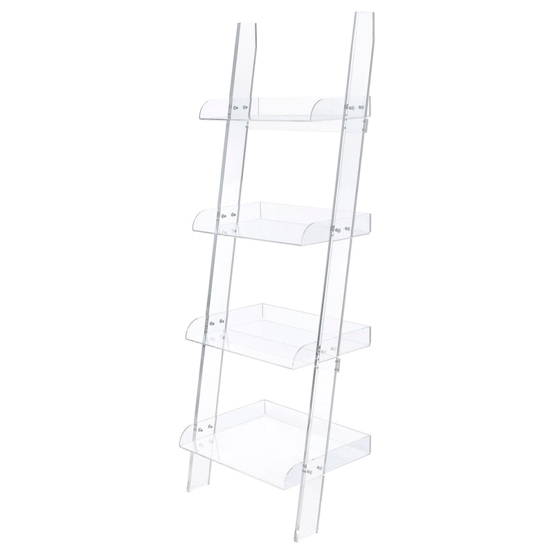 Amaturo 4-shelf Ladder Bookcase Clear - Theo's Factory Direct Mattress & Furniture (Columbus, OH)