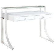 Gemma 2-drawer Writing Desk Glossy White and Chrome - Theo's Factory Direct Mattress & Furniture (Columbus, OH)