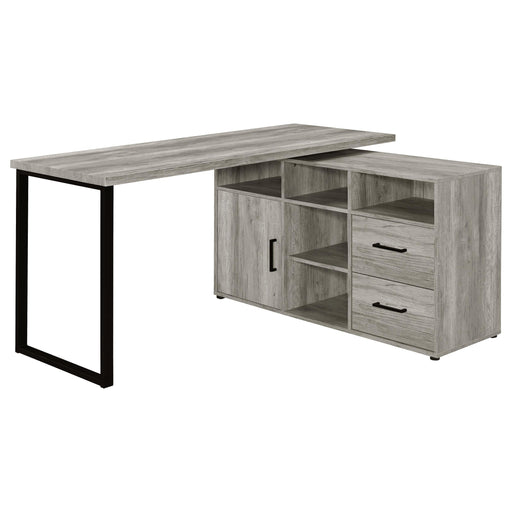 Hertford L-shape Office Desk with Storage Grey Driftwood - Theo's Factory Direct Mattress & Furniture (Columbus, OH)
