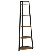 Jacksonville 5-tier Corner Bookcase Aged Walnut - Theo's Factory Direct Mattress & Furniture (Columbus, OH)