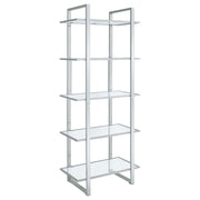 Hartford Glass Shelf Bookcase Chrome - Theo's Factory Direct Mattress & Furniture (Columbus, OH)