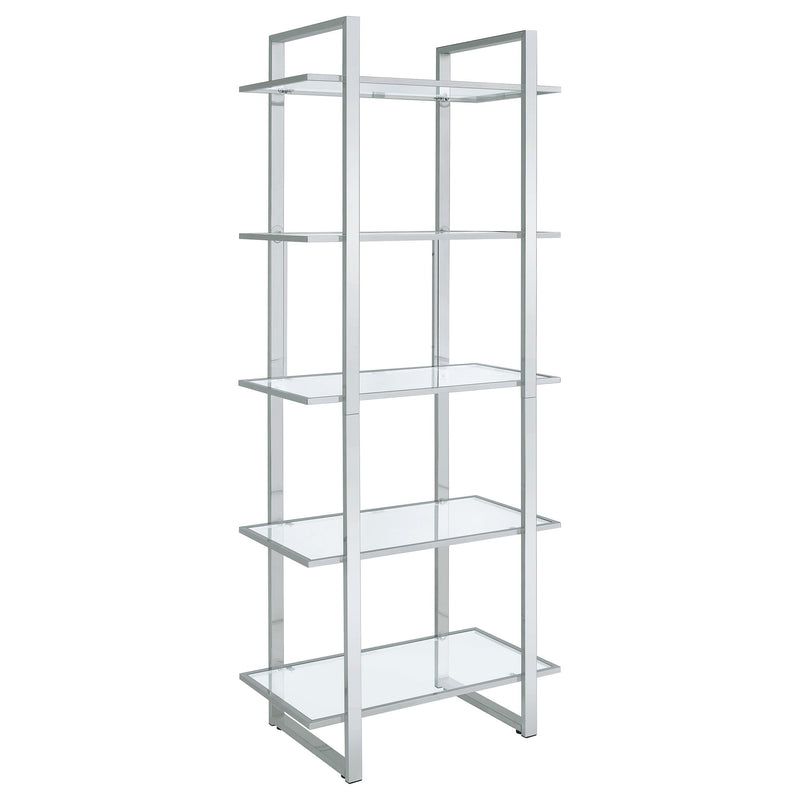 Hartford Glass Shelf Bookcase Chrome - Theo's Factory Direct Mattress & Furniture (Columbus, OH)