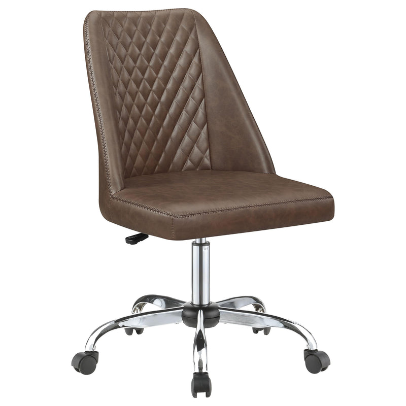 Althea Upholstered Tufted Back Office Chair Brown and Chrome - Theo's Factory Direct Mattress & Furniture (Columbus, OH)