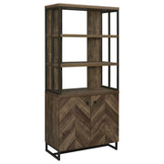 Millbrook 2-door Bookcase Rustic Oak Herringbone and Gunmetal - Theo's Factory Direct Mattress & Furniture (Columbus, OH)