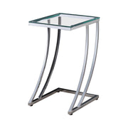 Cayden Rectangular Top Accent Table Chrome and Clear - Theo's Factory Direct Mattress & Furniture (Columbus, OH)