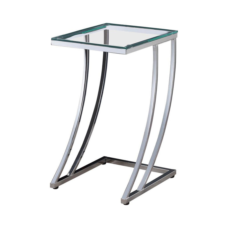 Cayden Rectangular Top Accent Table Chrome and Clear - Theo's Factory Direct Mattress & Furniture (Columbus, OH)