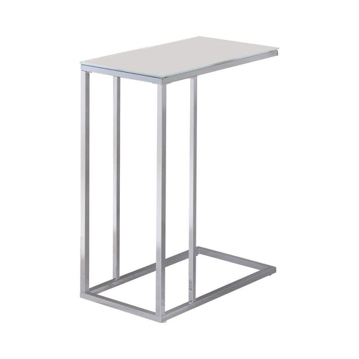 Stella Glass Top Accent Table Chrome and White - Theo's Factory Direct Mattress & Furniture (Columbus, OH)