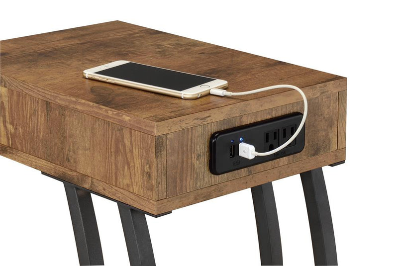Troy Accent Table with Power Outlet Antique Nutmeg - Theo's Factory Direct Mattress & Furniture (Columbus, OH)