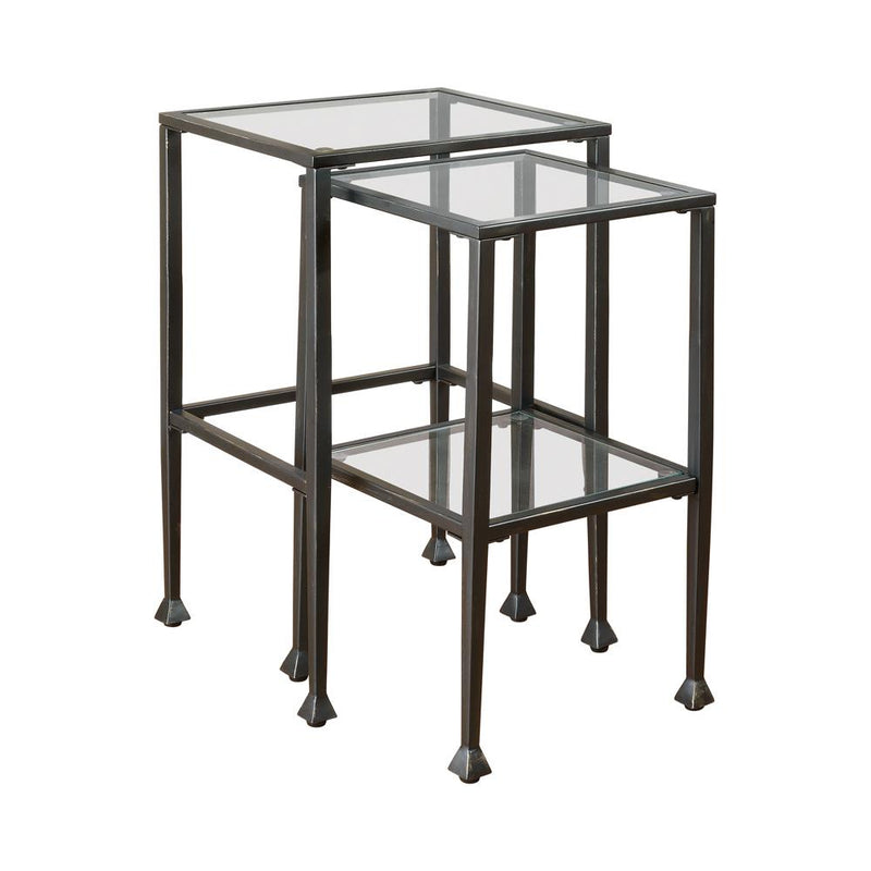 Leilani 2-piece Glass Top Nesting Tables Black - Theo's Factory Direct Mattress & Furniture (Columbus, OH)