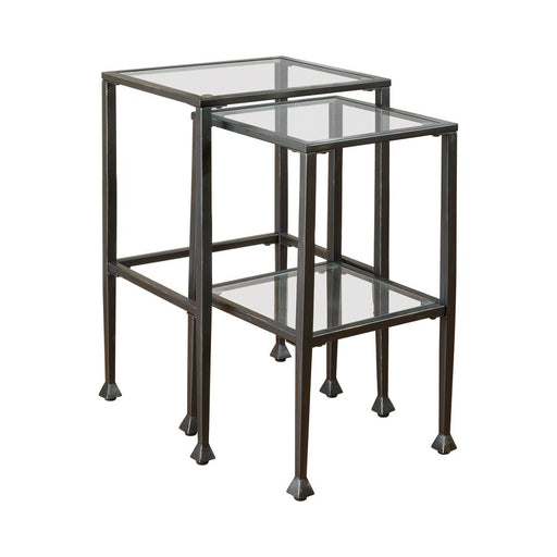 Leilani 2-piece Glass Top Nesting Tables Black - Theo's Factory Direct Mattress & Furniture (Columbus, OH)