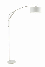 Moniz Adjustable Arched Arm Floor Lamp Chrome and White - Theo's Factory Direct Mattress & Furniture (Columbus, OH)