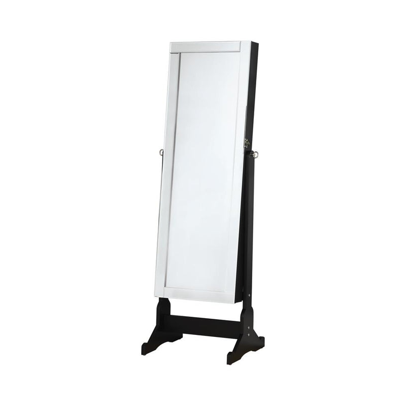 Cortez Storage Jewelry Cheval Mirror Black - Theo's Factory Direct Mattress & Furniture (Columbus, OH)
