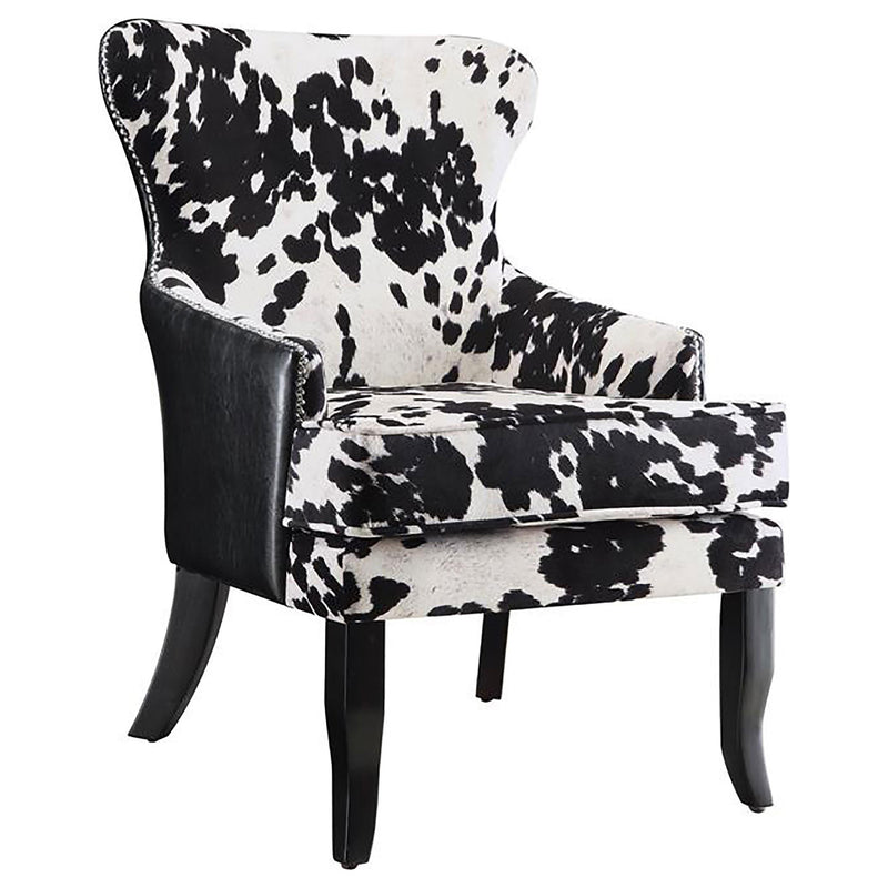 Trea Cowhide Print Accent Chair Black and White - Theo's Factory Direct Mattress & Furniture (Columbus, OH)