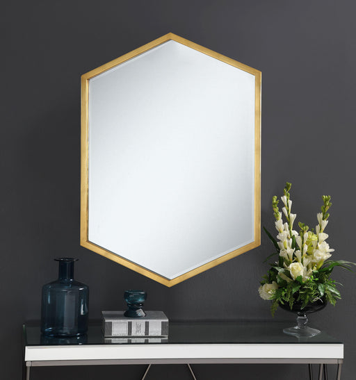 Bledel Hexagon Shaped Wall Mirror Gold - Theo's Factory Direct Mattress & Furniture (Columbus, OH)