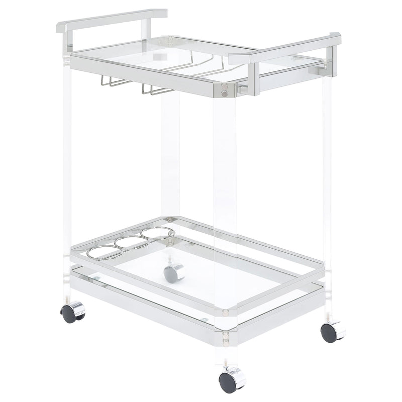 Jefferson 2-tier Glass Serving Cart Clear - Theo's Factory Direct Mattress & Furniture (Columbus, OH)