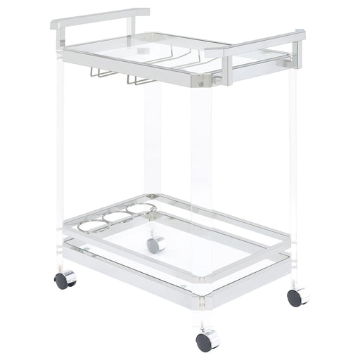 Jefferson 2-tier Glass Serving Cart Clear - Theo's Factory Direct Mattress & Furniture (Columbus, OH)