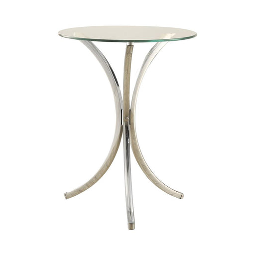 Eloise Round Accent Table with Curved Legs Chrome - Theo's Factory Direct Mattress & Furniture (Columbus, OH)