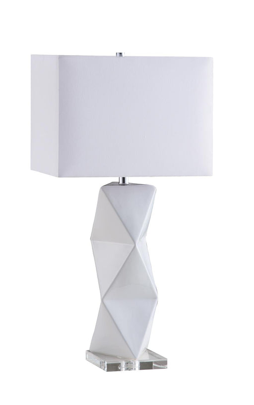 Camie Geometric Ceramic Base Table Lamp White - Theo's Factory Direct Mattress & Furniture (Columbus, OH)