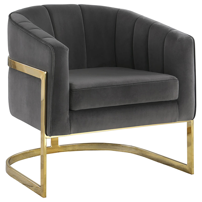 Joey Tufted Barrel Accent Chair Dark Grey and Gold - Theo's Factory Direct Mattress & Furniture (Columbus, OH)