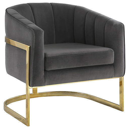 Joey Tufted Barrel Accent Chair Dark Grey and Gold - Theo's Factory Direct Mattress & Furniture (Columbus, OH)