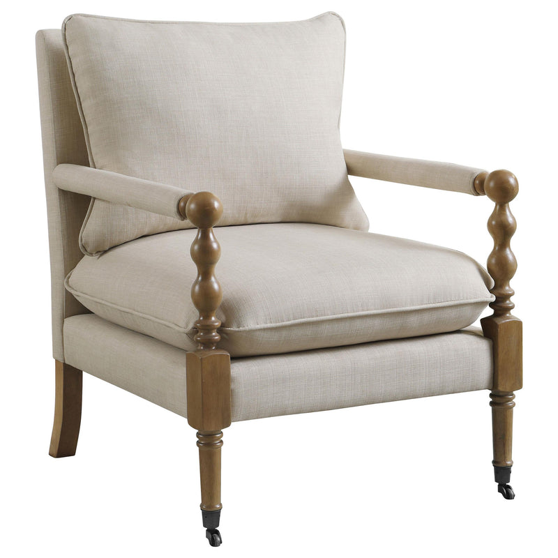 Dempsy Upholstered Accent Chair with Casters Beige - Theo's Factory Direct Mattress & Furniture (Columbus, OH)