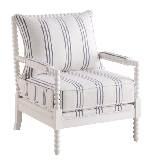 Blanchett Upholstered Accent Chair with Spindle Accent White and Navy - Theo's Factory Direct Mattress & Furniture (Columbus, OH)