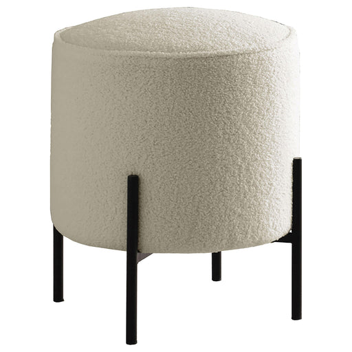 Basye Round Upholstered Ottoman Beige and Matte Black - Theo's Factory Direct Mattress & Furniture (Columbus, OH)