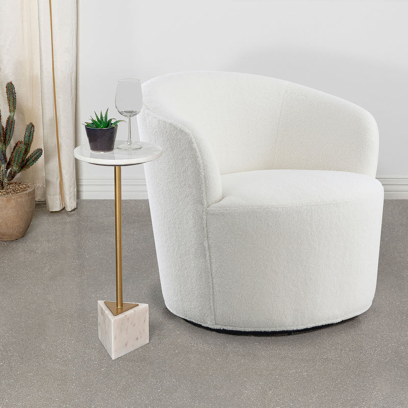 Joyce Upholstered Swivel Barrel Chair White - Theo's Factory Direct Mattress & Furniture (Columbus, OH)