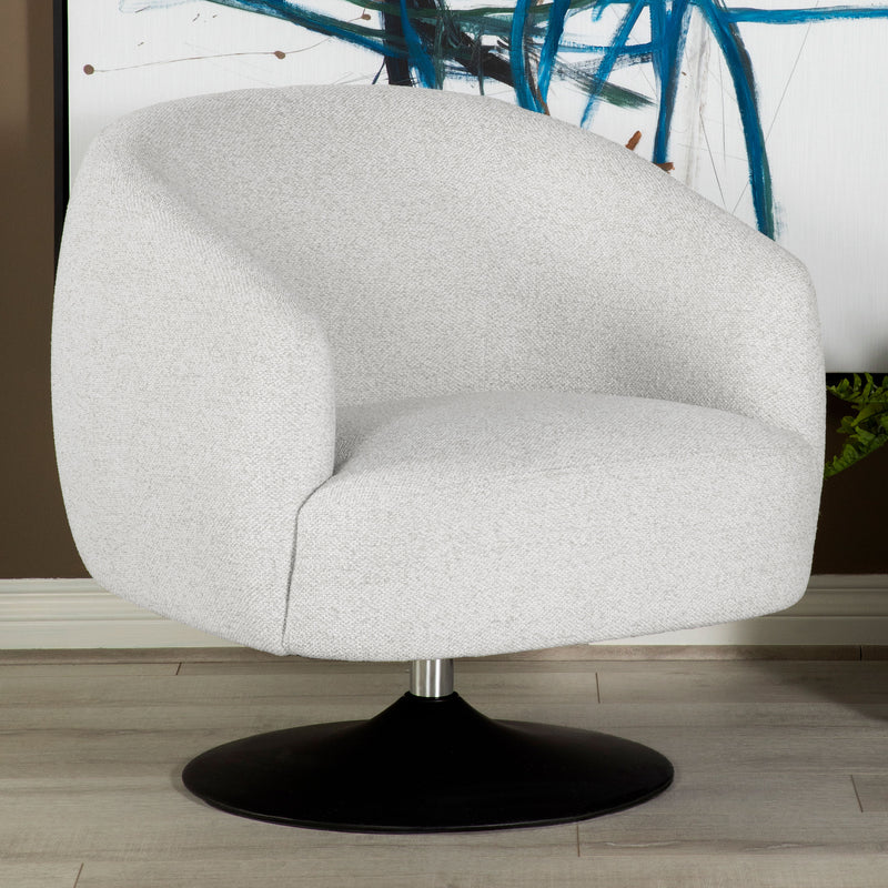 Dave Upholstered Swivel Accent Chair Beige and Matte Black - Theo's Factory Direct Mattress & Furniture (Columbus, OH)