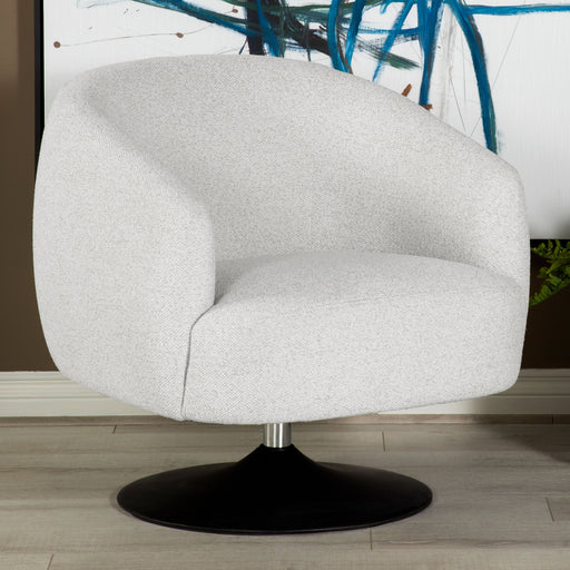 Dave Upholstered Swivel Accent Chair Beige and Matte Black - Theo's Factory Direct Mattress & Furniture (Columbus, OH)
