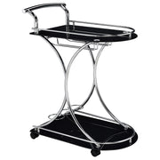 Elfman 2-shelve Serving Cart Chrome and Black - Theo's Factory Direct Mattress & Furniture (Columbus, OH)