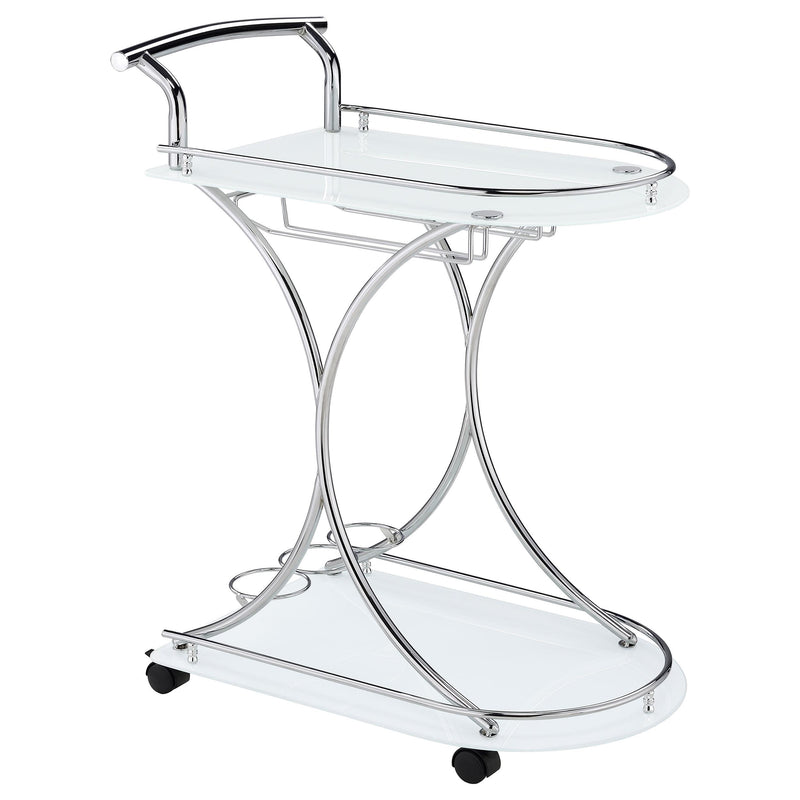 Elfman 2-shelve Serving Cart Chrome and White - Theo's Factory Direct Mattress & Furniture (Columbus, OH)