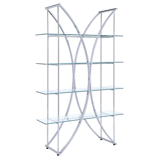 Larson 4-tier Bookcase Chrome and Clear - Theo's Factory Direct Mattress & Furniture (Columbus, OH)