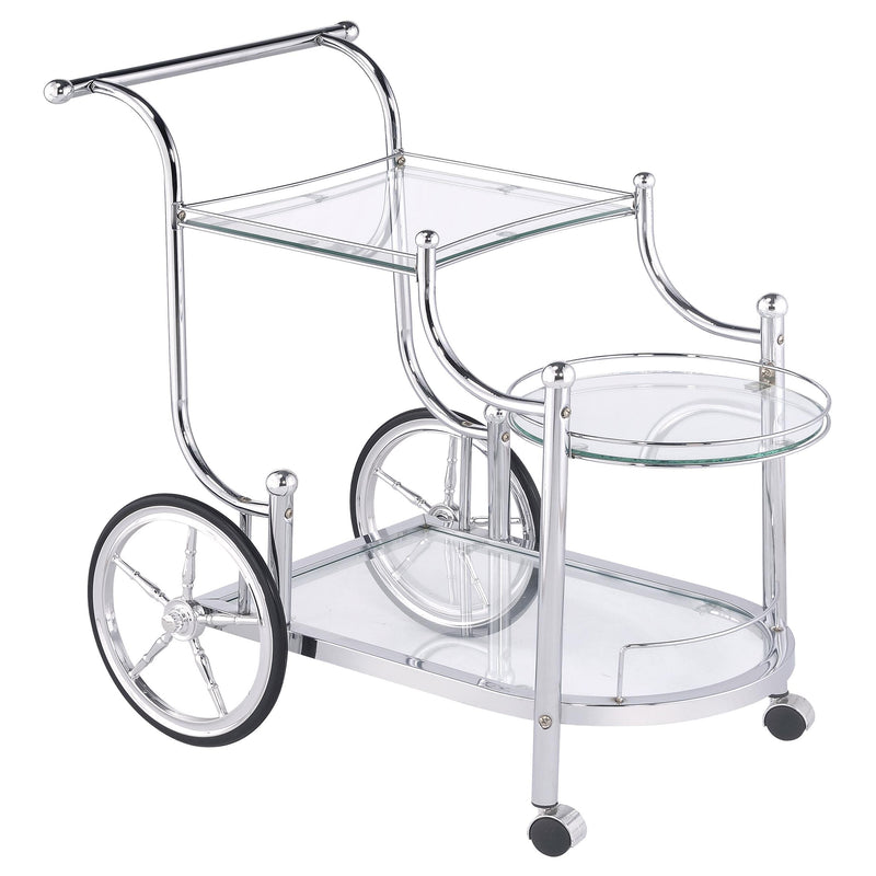 Sarandon 3-tier Serving Cart Chrome and Clear - Theo's Factory Direct Mattress & Furniture (Columbus, OH)