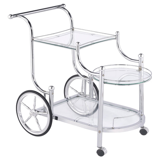 Sarandon 3-tier Serving Cart Chrome and Clear - Theo's Factory Direct Mattress & Furniture (Columbus, OH)