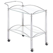 Shadix 2-tier Serving Cart with Glass Top Chrome and Clear - Theo's Factory Direct Mattress & Furniture (Columbus, OH)